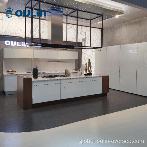 Glass Kitchen Cabinet Modern custom cheap minimalist style home kitchen cabinet Supplier